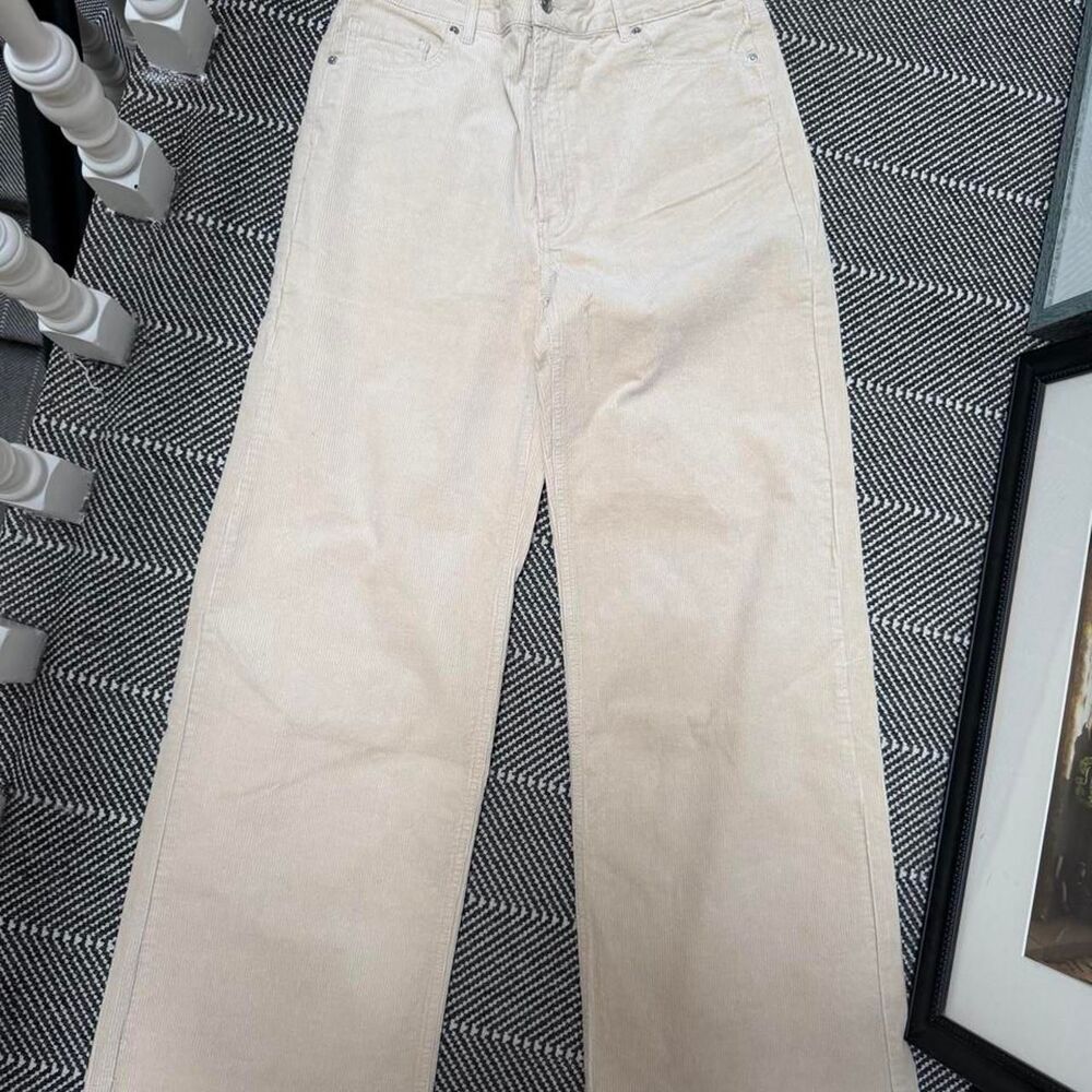 H-m Women's Cream and Tan Trousers